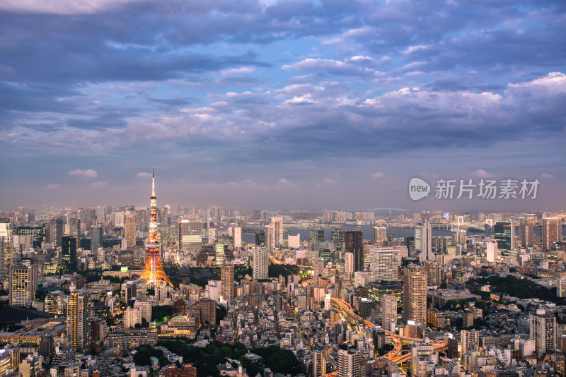 日本东京六本木之丘俯瞰东京市全景