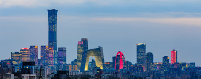 北京CBD城市天际线夜景