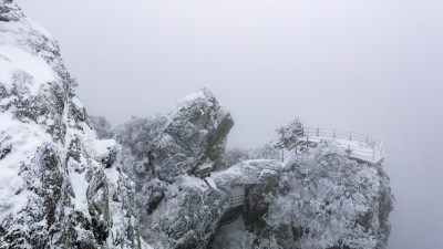 山川大雪云海航拍风景观景台