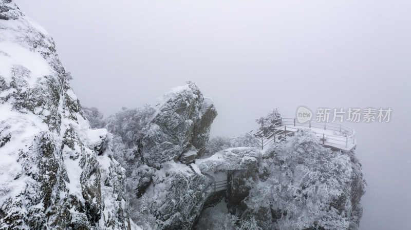 山川大雪云海航拍风景观景台