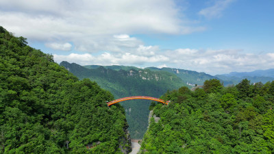 航拍湖北神农架天燕景区彩虹桥