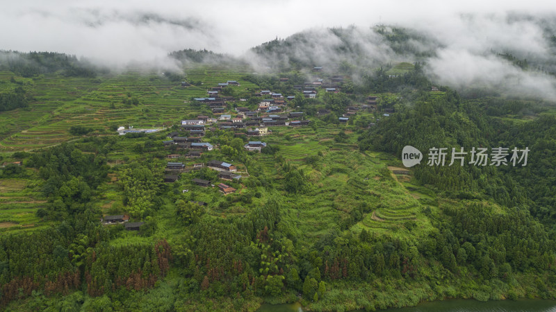 航拍怀化土家族乡村风景