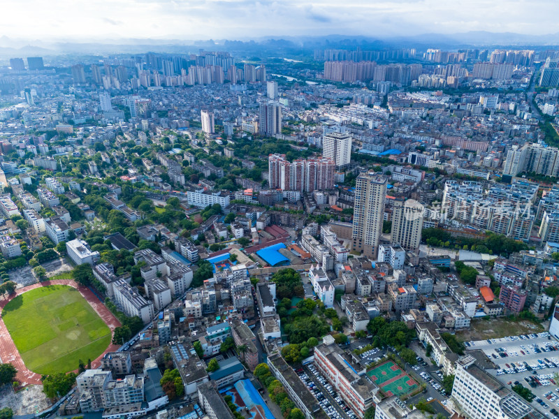 广西玉林城市风光航拍图