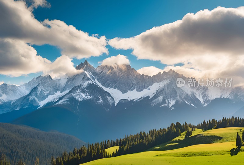 雪山高原草原森林风景