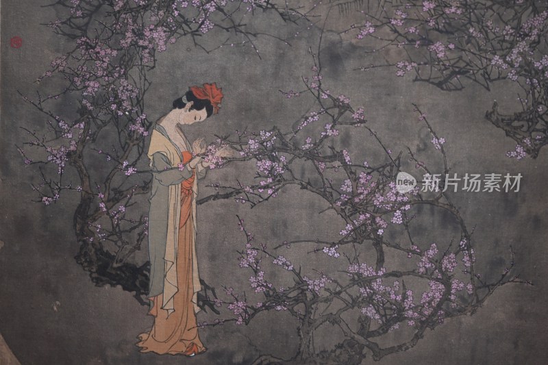 古风女子赏梅图