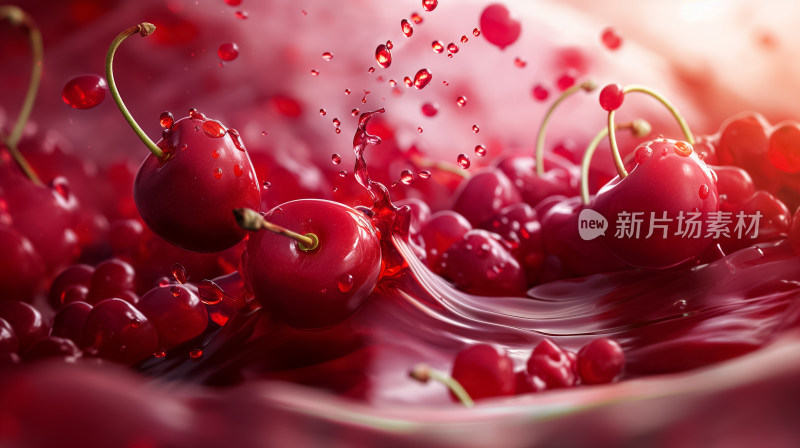 樱桃红液的舞动：甜美诱惑的视觉盛宴