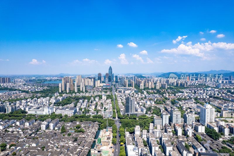 浙江绍兴城市大景航拍图