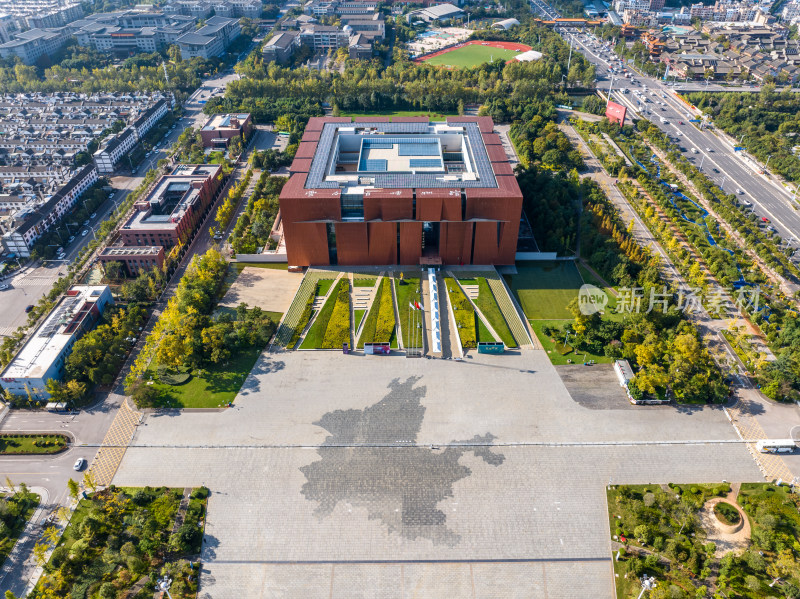 昆明云南省博物馆航拍城市风景