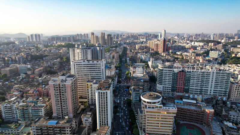 航拍广东江门城市建设图