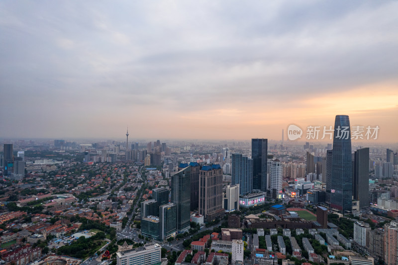 天津海河风景线城市夜景风光航拍