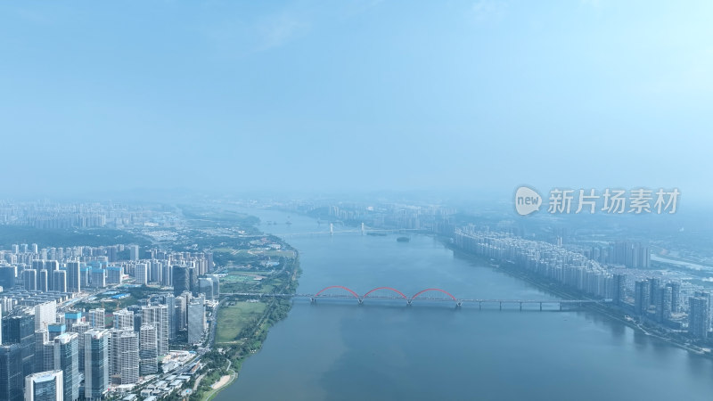 长沙航拍城市建筑风光湘江风景长沙地标