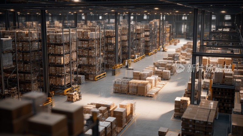 人工智能未来科技工厂，物流快递包裹