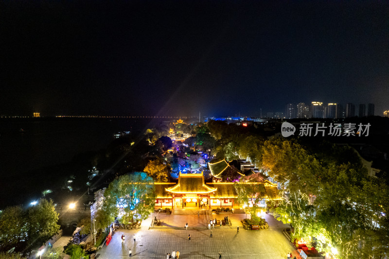 岳阳楼夜景灯光航拍图