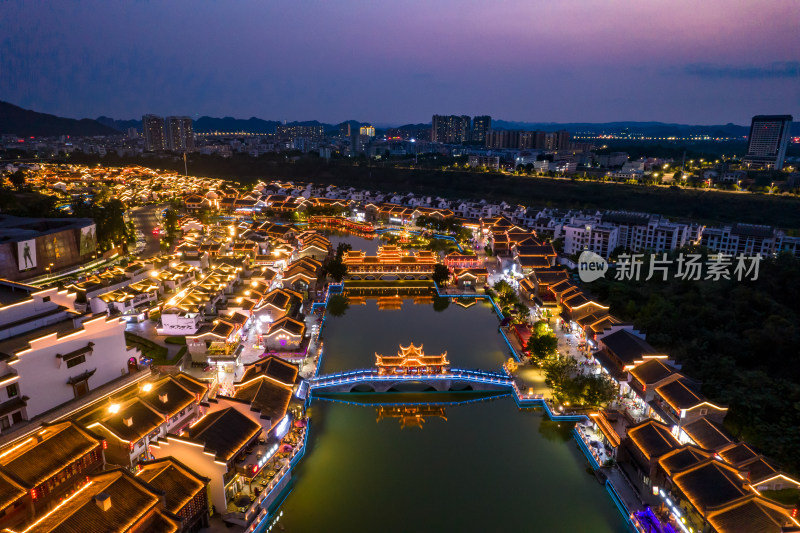 广西崇左市太平府夜景天平古城夜景航拍摄影图