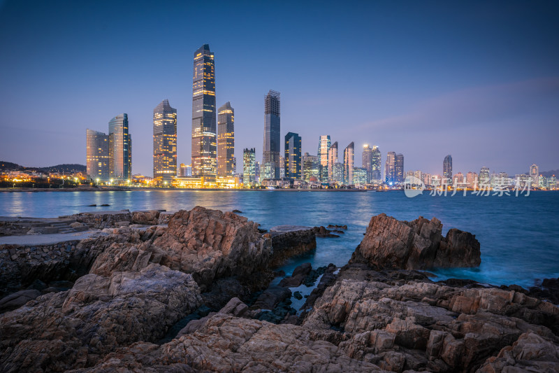 青岛市南区CBD城市风光夜景