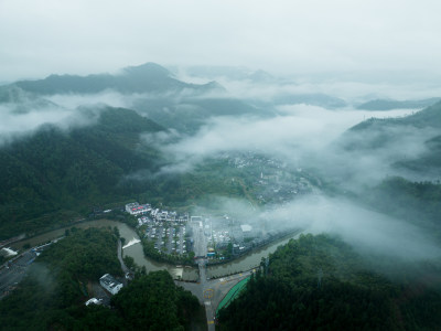 国风古建筑烟雨江南意境