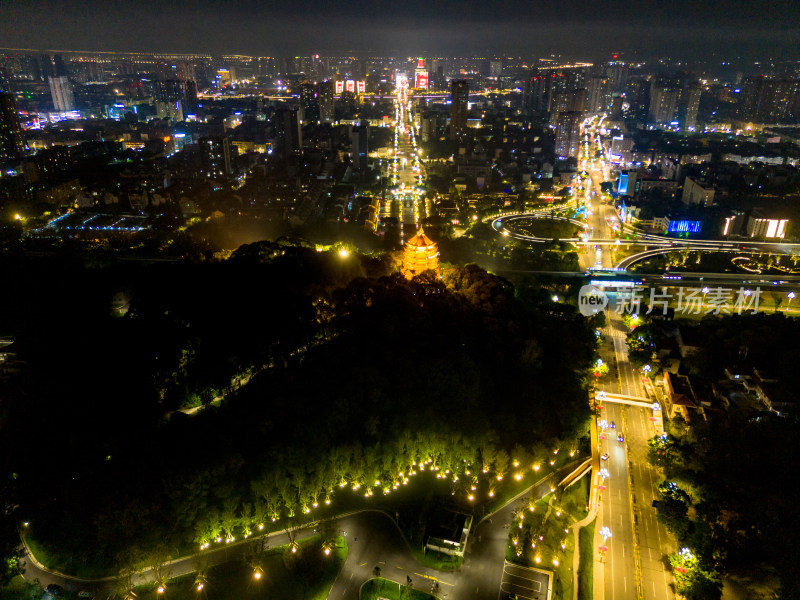 四川德阳夜景灯光航拍图