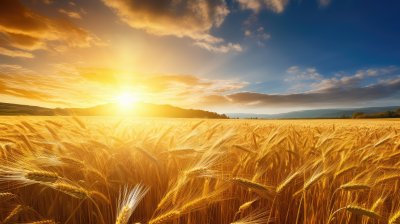 金色的小麦秋收美丽的麦田麦子