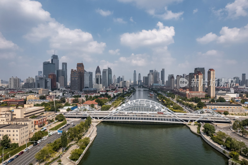 天津海河风景线城市天际线建筑风光航拍