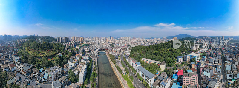 湖南郴州城市全景航拍全景图