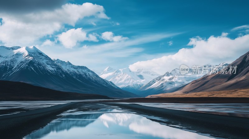 雪山湖泊自然风光