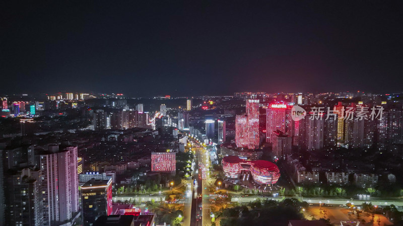 航拍四川泸州夜景泸州城市建设