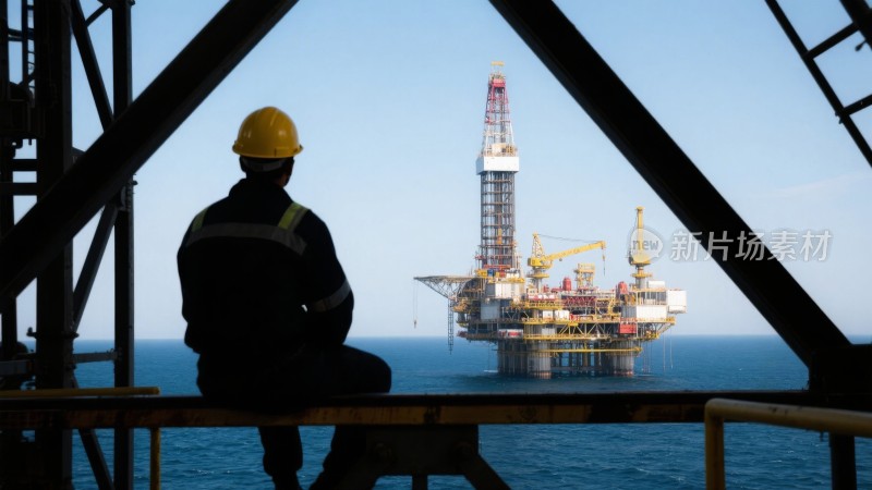 海上石油工人作业场景