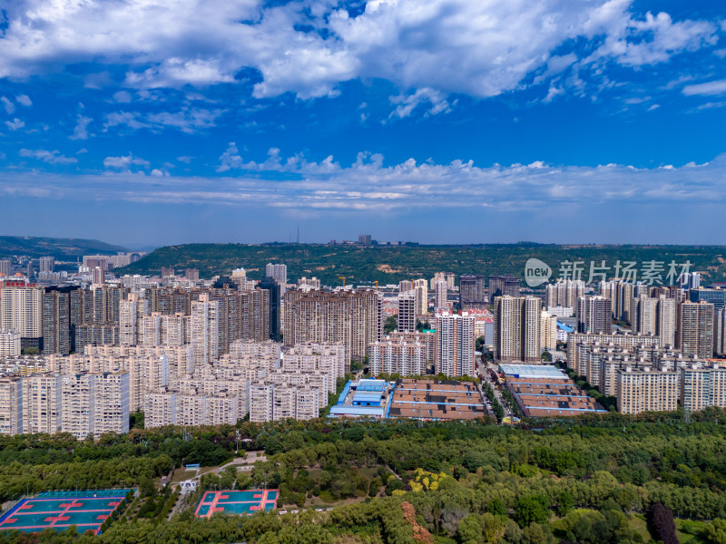 陕西宝鸡城市风光航拍图