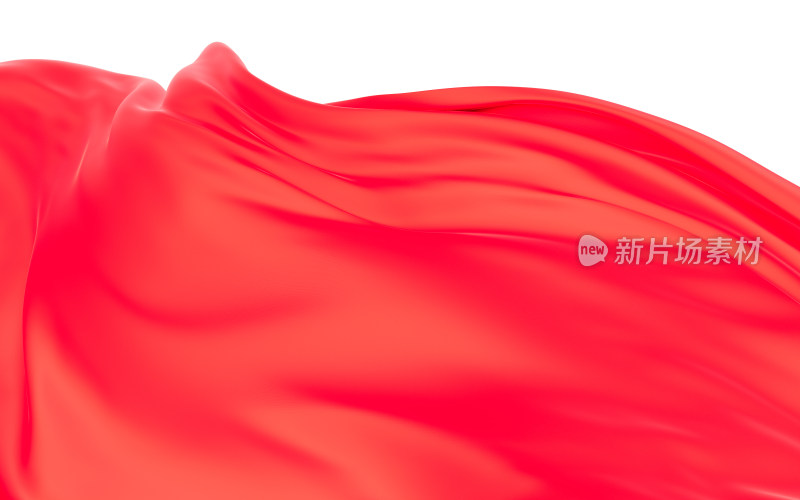 飘舞流动的红色红旗布料3D渲染