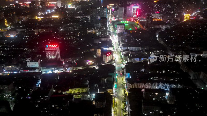 航拍湖北鄂州南浦路夜景交通