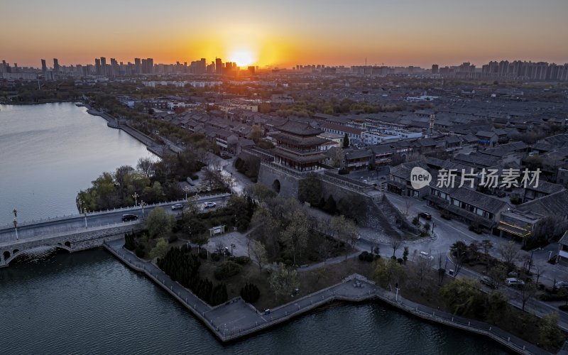 山东省聊城市东昌府区聊城古城航拍