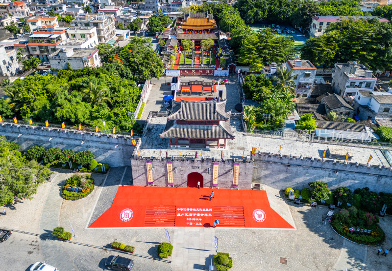 海南三亚崖州古城高视角历史文化航拍全景