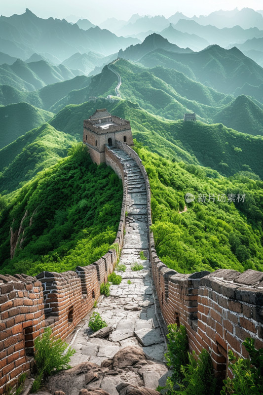 山峦间的古老长城风景