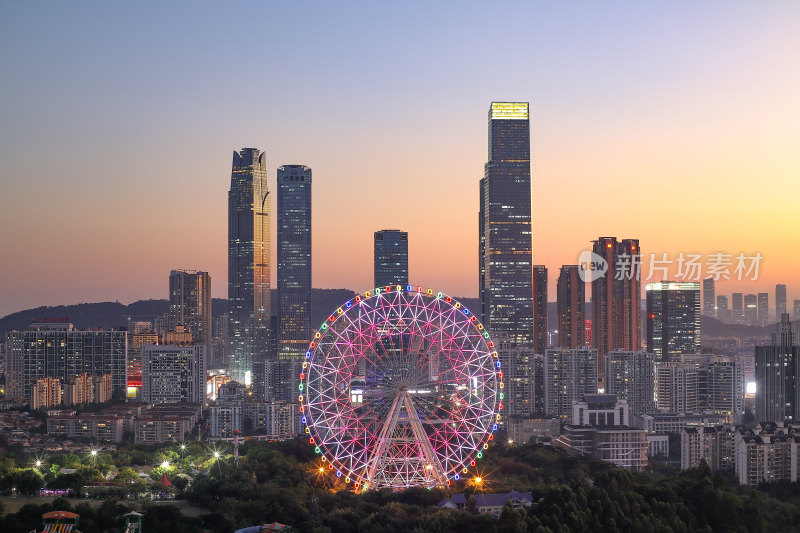 广西南宁东盟商务区城市风光建筑夜景