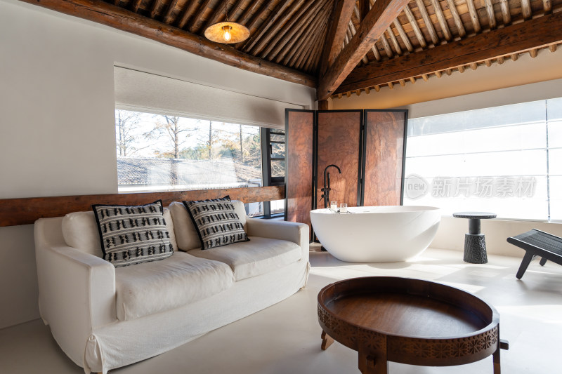 新中式禅意民宿室内外景色