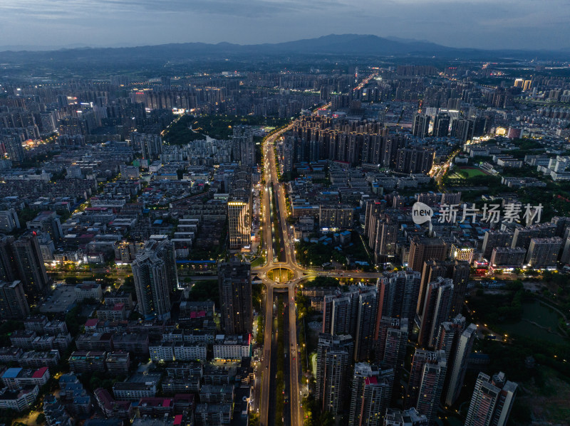 日落蓝调晚霞 航拍湖南衡阳开发区 城市风光