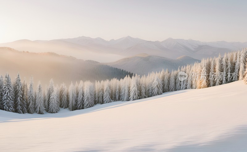 冬季森林白雪覆盖风景