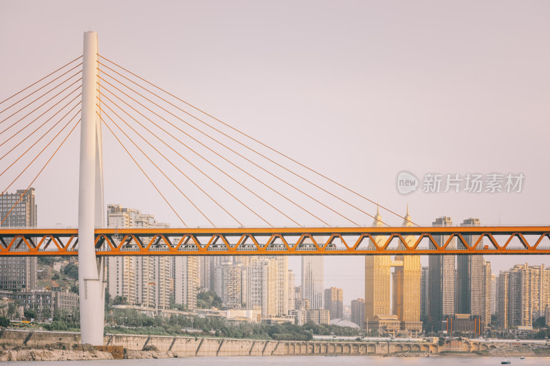 重庆东水门长江大桥与地铁车辆