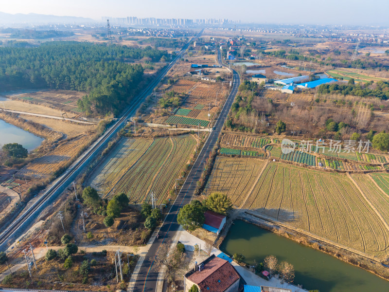 乡村田园风光航拍全景