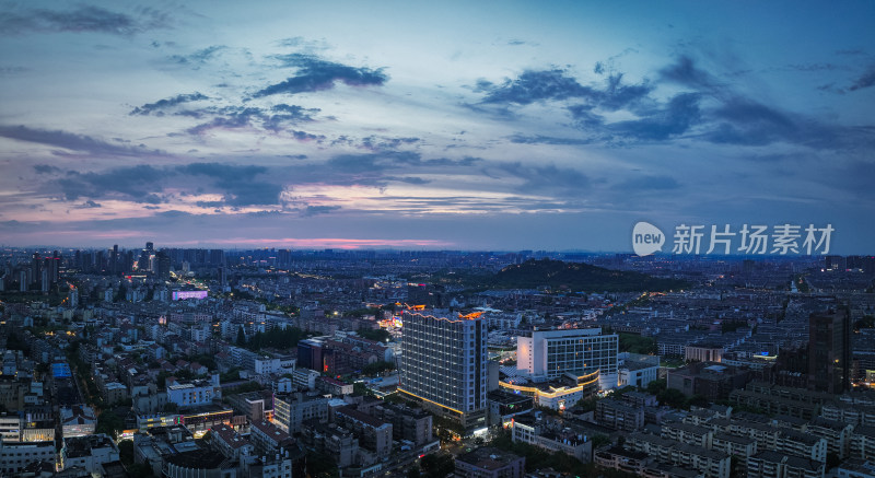 航拍昆山城市建筑风光夜景大景