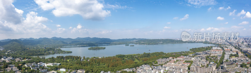 杭州城区西湖全景航拍