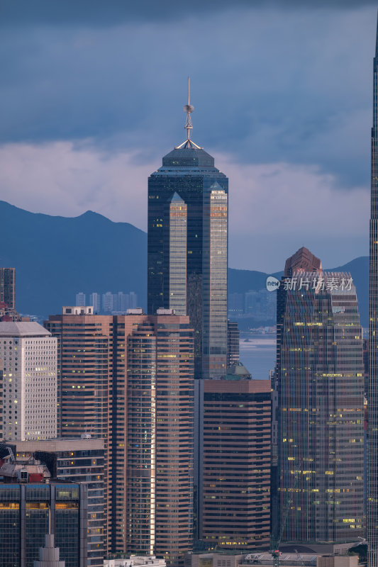 香港维多利亚港CBD中环夜景日出繁华都市