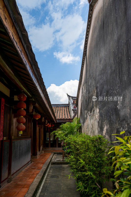 广东潮州著名景点许驸马府建筑庭院风光