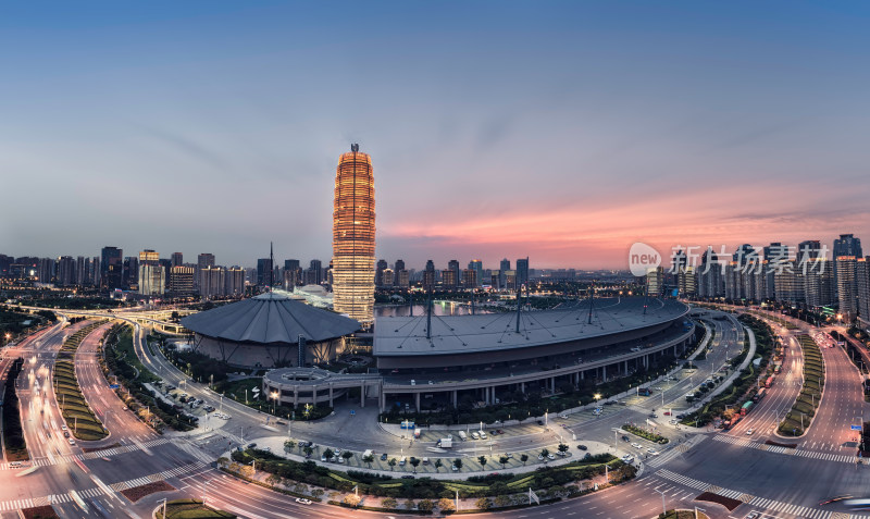 郑州郑东新区CBD日出城市风光