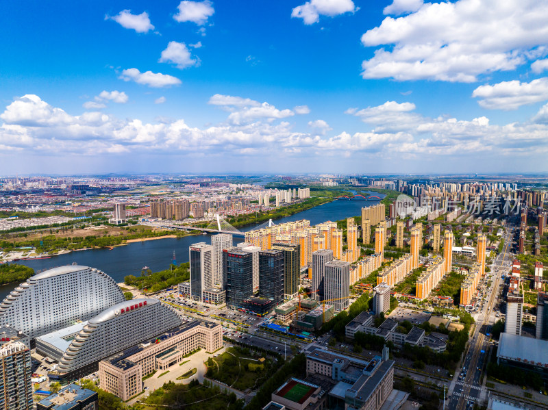 辽宁沈阳浑南区东北国际医院航拍城市风景