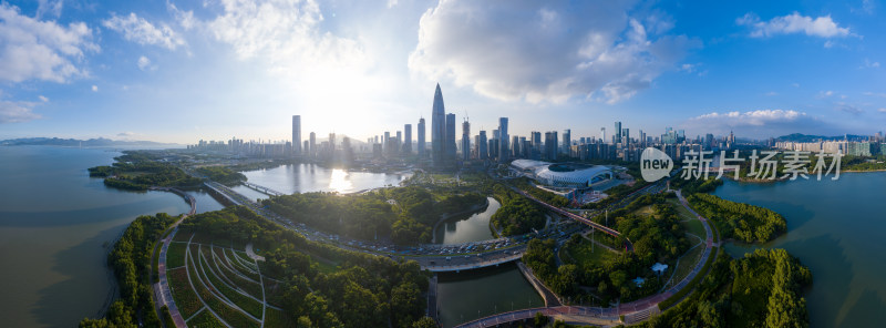 深圳南山区天际线航拍全景