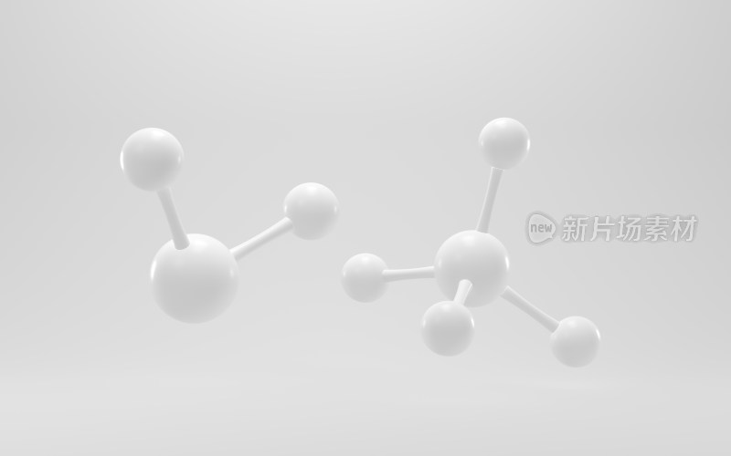 白色背景下的分子模型 3D渲染