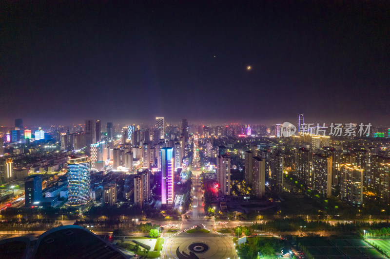 山东日照城市夜景灯光航拍摄影图