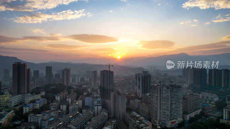 湖南郴州城市风光建筑高楼航拍图