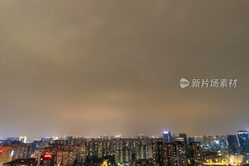 四川成都金融中心夜景灯光航拍图